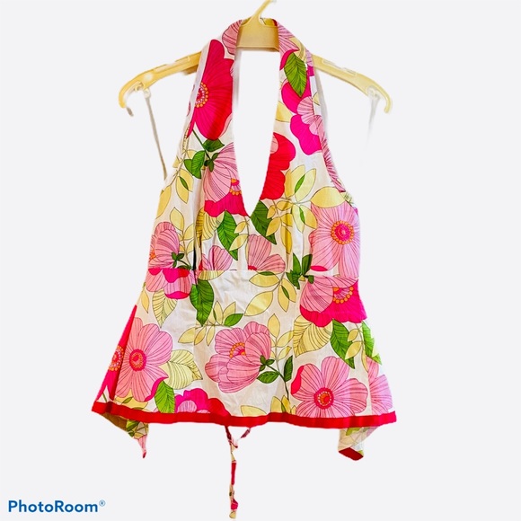 💥FINAL OFFER💥 Boho Halter Floral Top size Medium multicolor made in USA - Picture 1 of 7